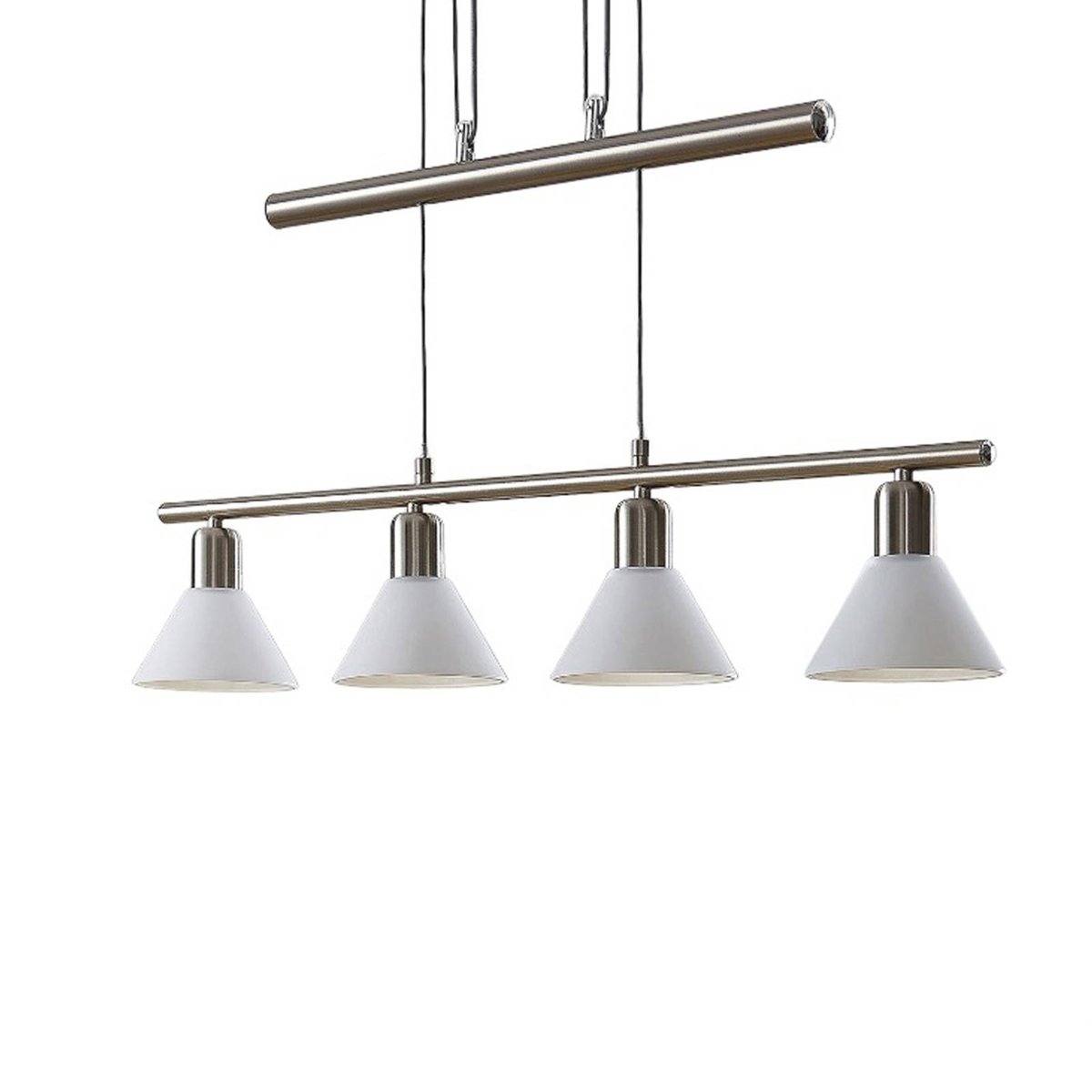 Suspension en métal moderne, Delira blanc, nickel satiné, LINDBY