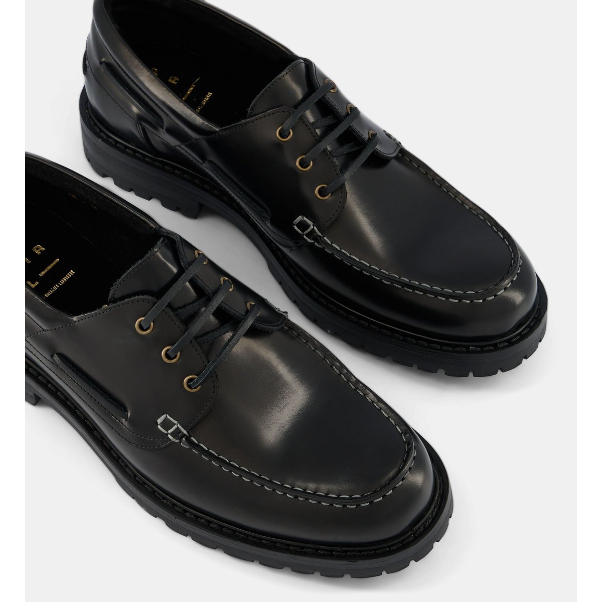 Chaussures bateau oury cuir polido noir, COMPTOIR GL