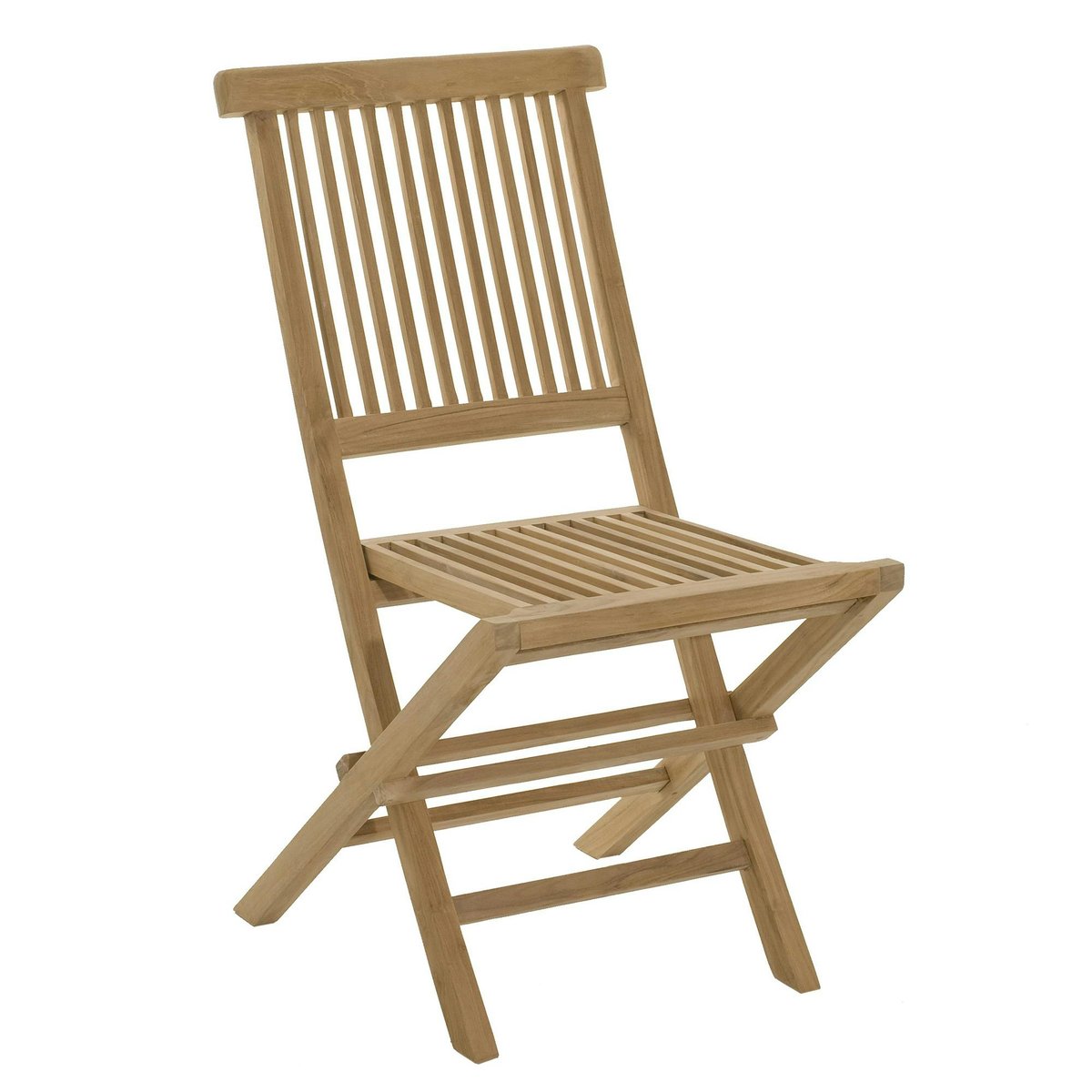 Lot de 2 chaises de jardin pliantes en bois de teck brut massif SUMMER bois naturel, PIER IMPORT
