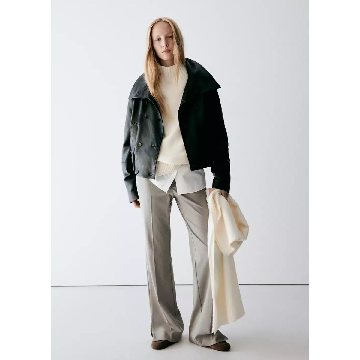Pantalon costume droit rayures marron moyen, MANGO