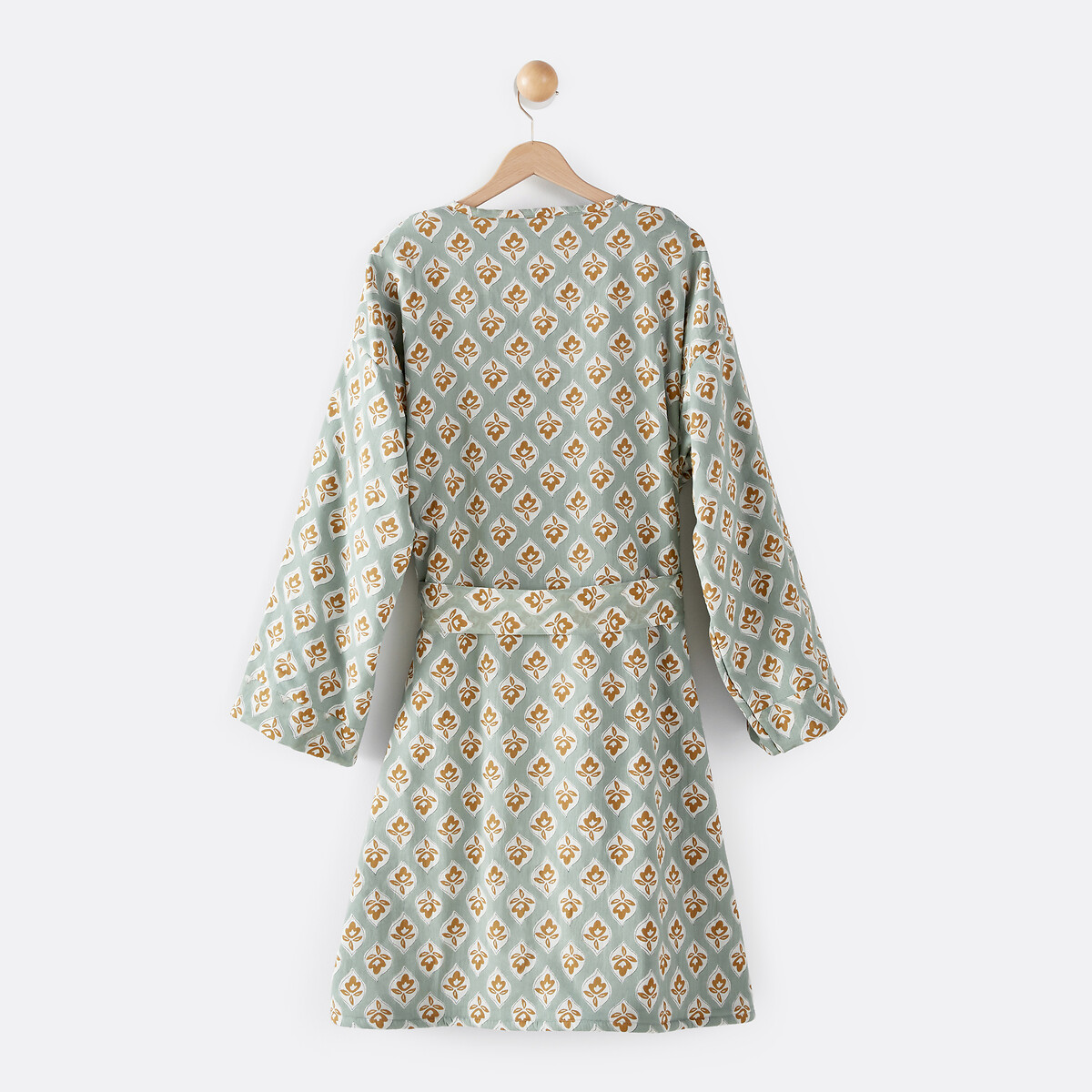 Peignoir de bain kimono envers éponge, Cilou imprimé fond vert, LA REDOUTE INTERIEURS