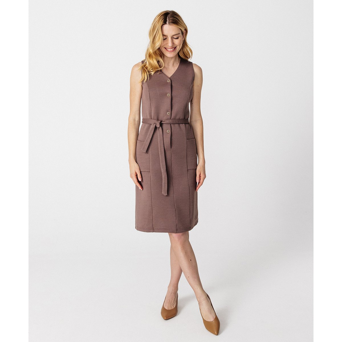 Robe-chasuble maille milano Thermolactyl marron taupe, DAMART