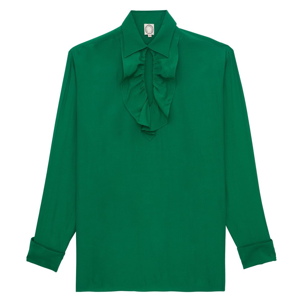 Chemise Ortiz en viscose mélangée verte green, INES DE LA FRESSANGE PARIS