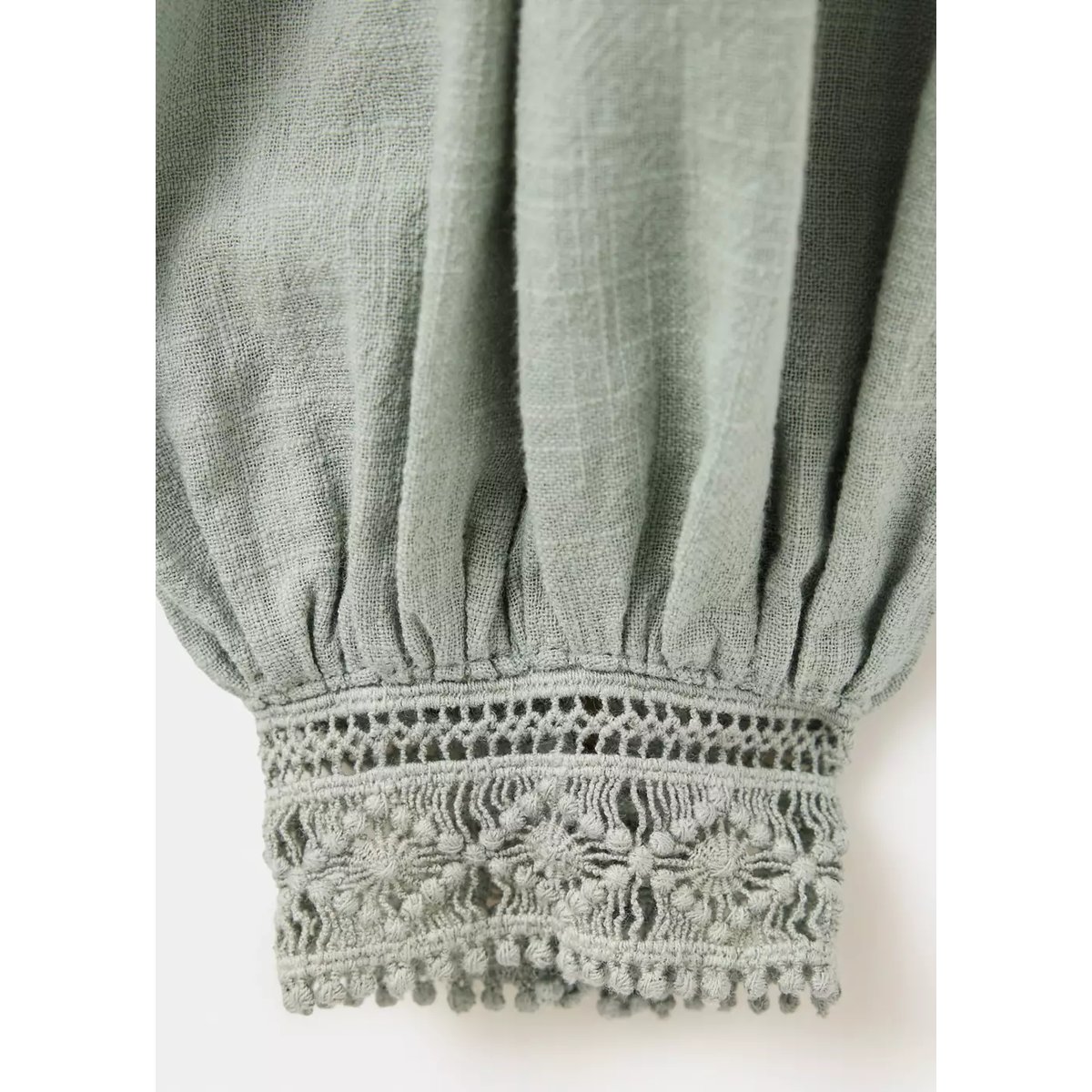 Blouse brodée manches bouffantes vert menthe, MANGO TEEN