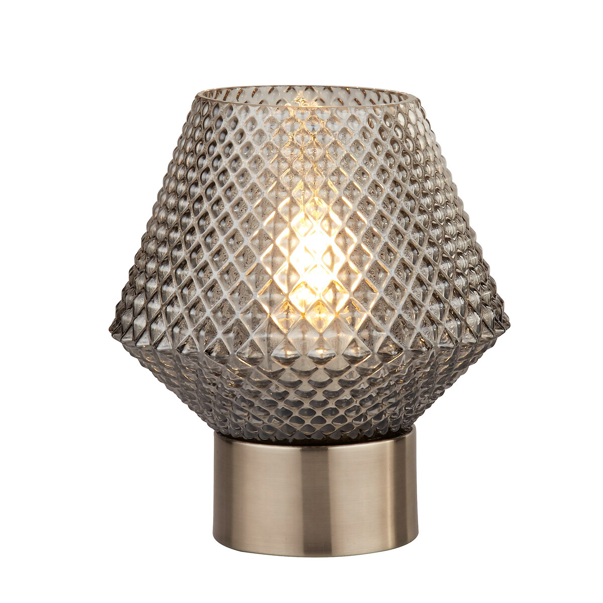 Staines Smoked Glass Textured Table Lamp grey, SO'HOME