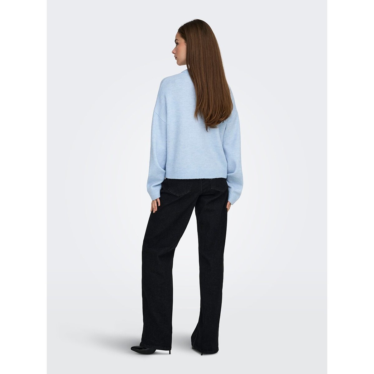 Maglione girocollo maniche lunghe blu chiaro, ONLY