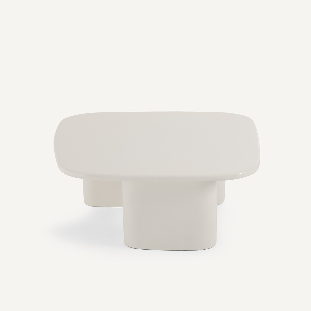 Table basse en acacia massif, hauteur 34,5 cm, OREUS blanc ecume, AM.PM