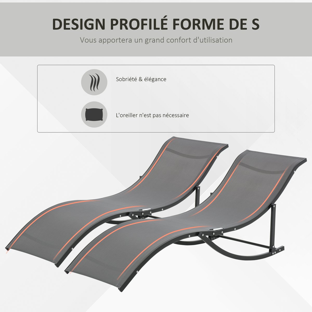 Ensemble de chaises longues Aluminium Gris anthracite, OUTSUNNY