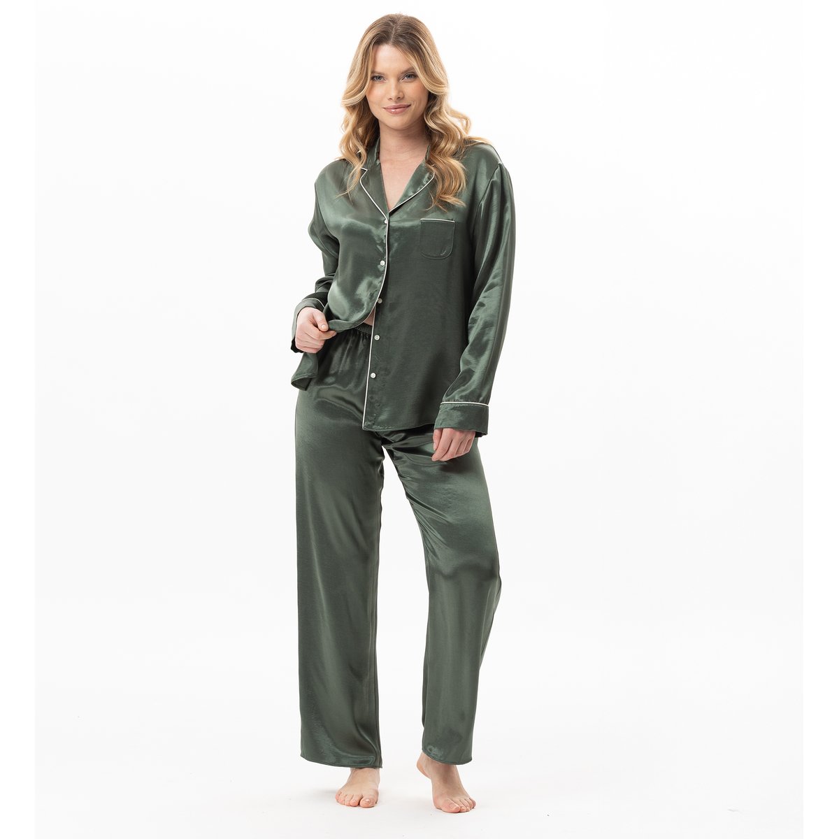 Pyjama boutonné en viscose DARCY 106 vert, LE CHAT
