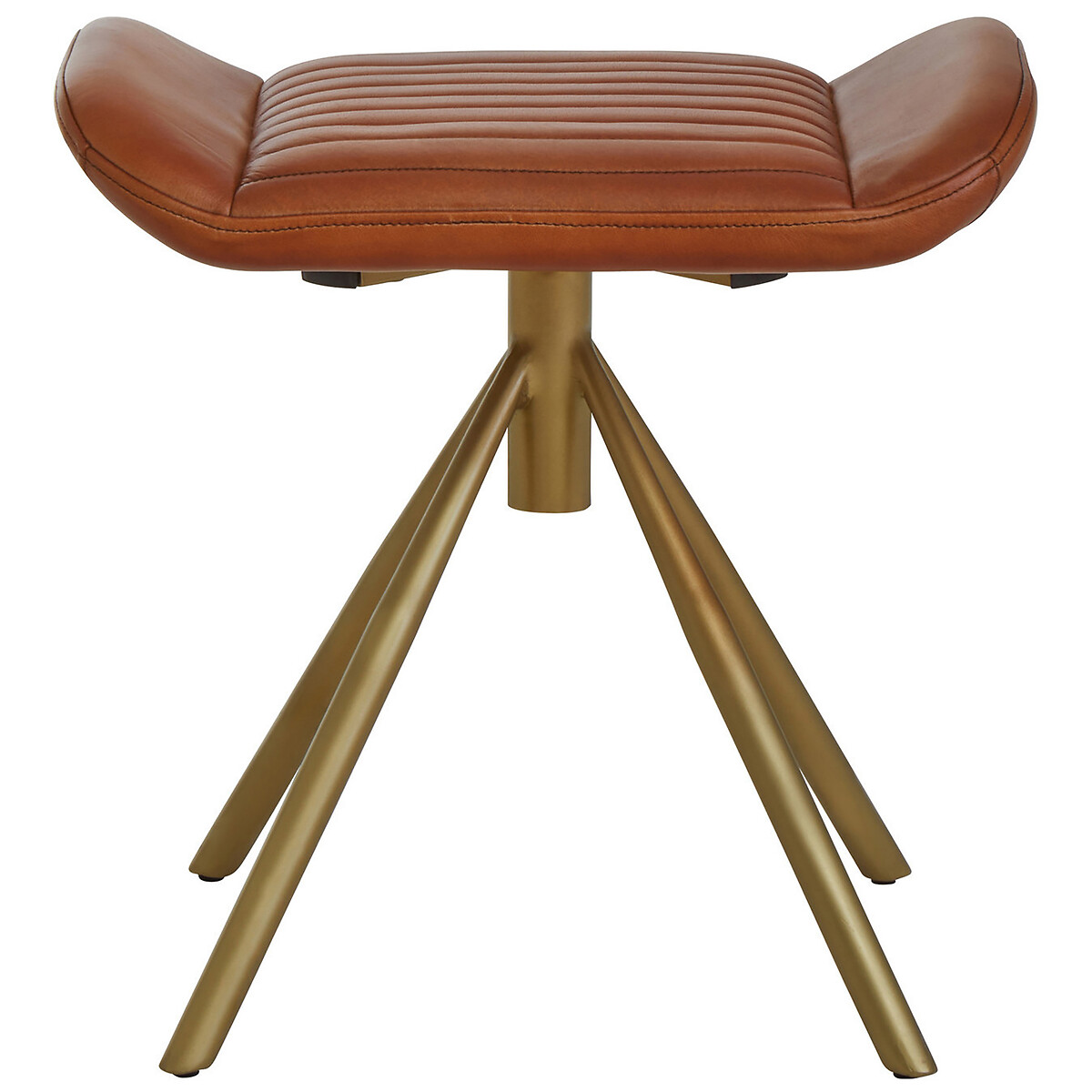 Midcentury Leather Angular Footstool tan, SO'HOME