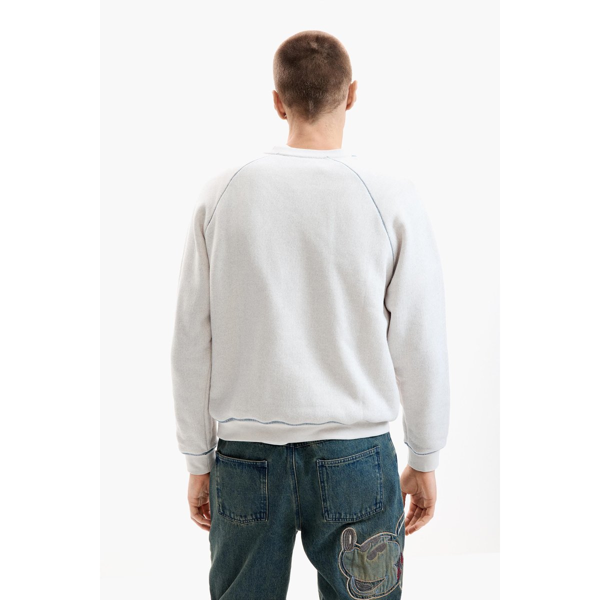 Sweatshirt basique en maille blanc, DESIGUAL