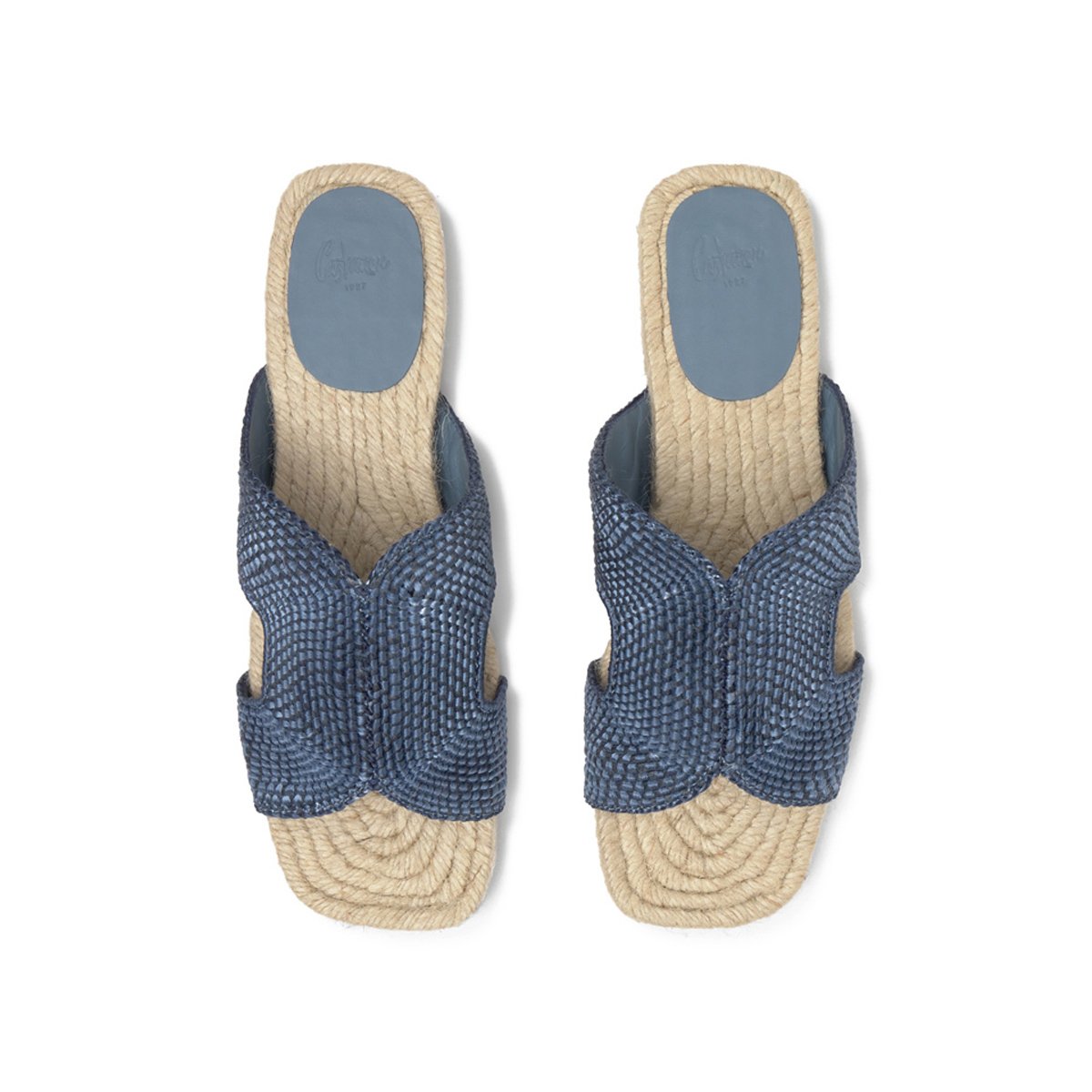 Sandales plates mules en raphia PURA PLATFORM denim, CASTANER