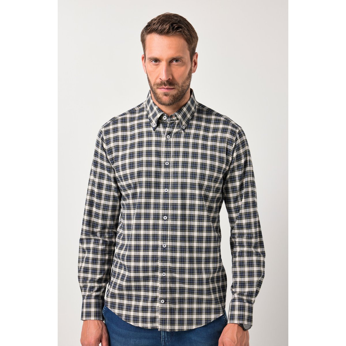 Chemise à carreaux bleu marine, JP1880