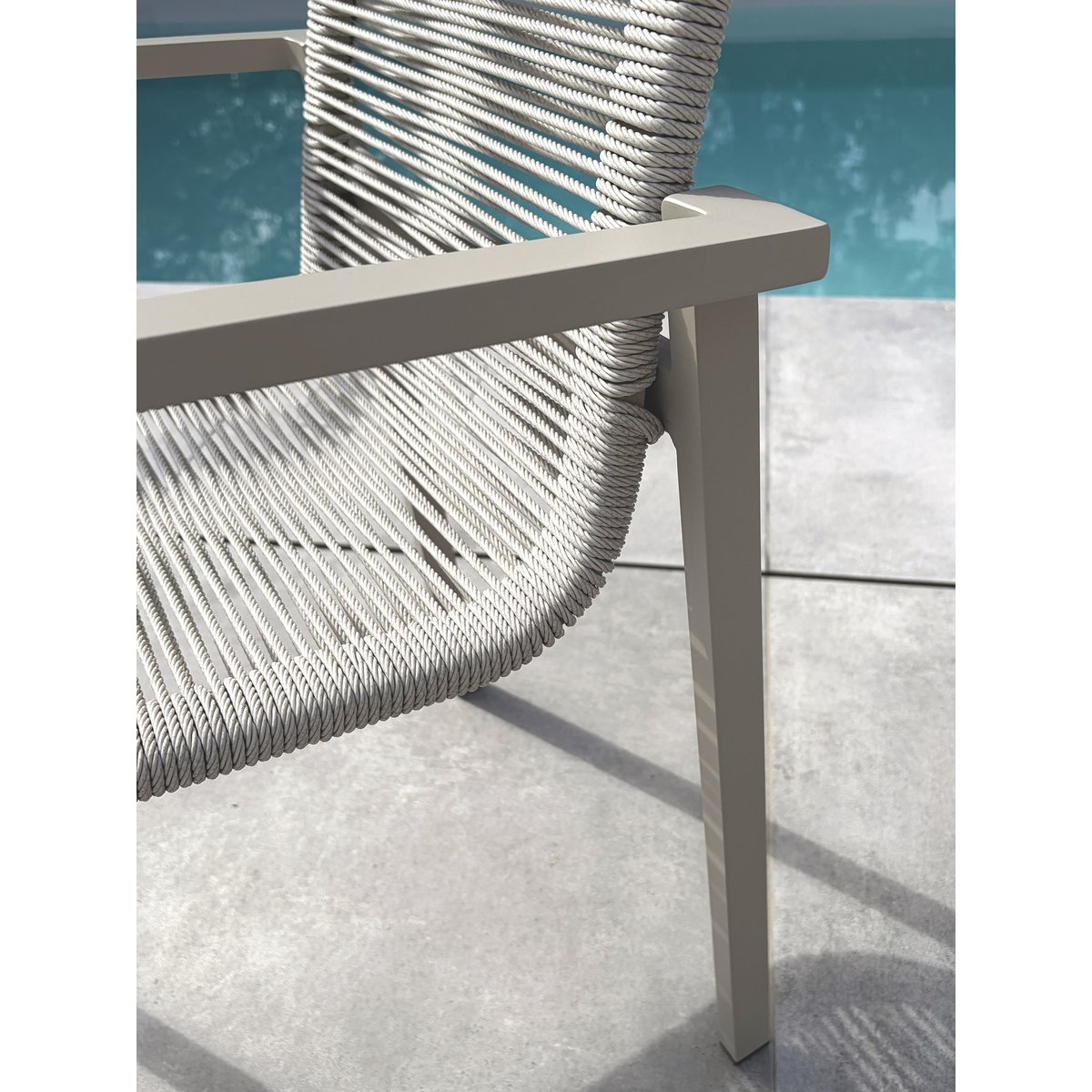 Fauteuil de jardin en aluminium et corde tissée MEXICO grège, DCB GARDEN