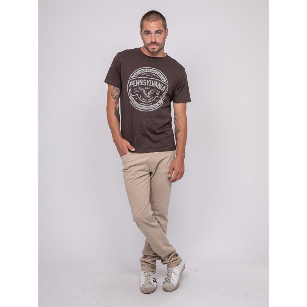 T-shirt Manches Courtes Imprimé Jimitri marron, RITCHIE