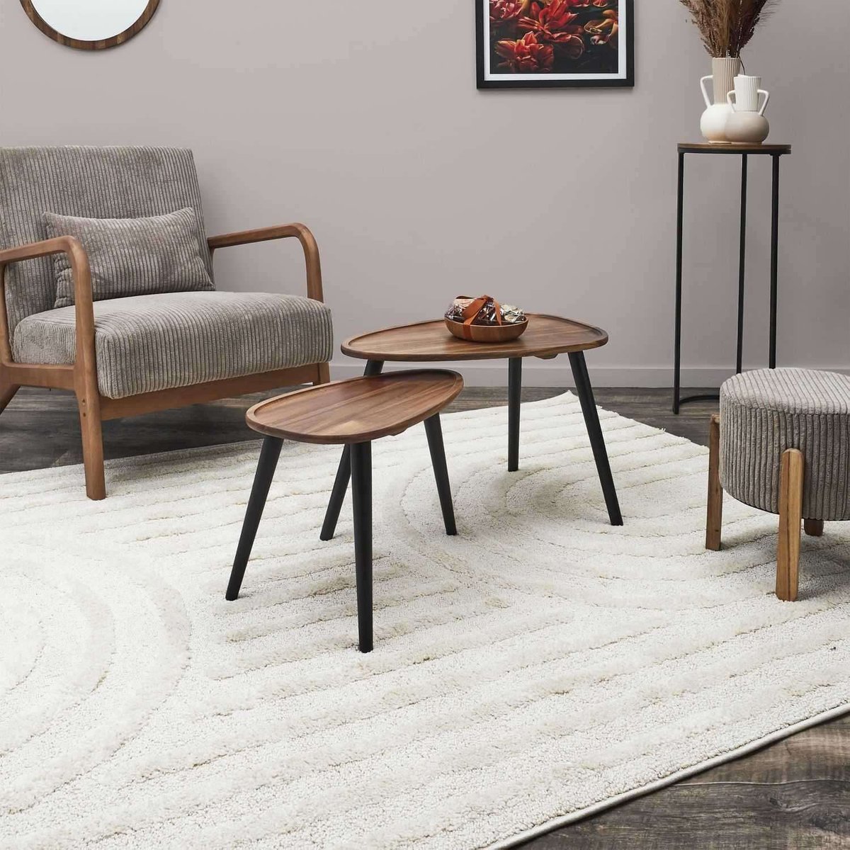 Lot de 2 tables gigognes en acacia VISBY marron, THE HOME DECO FACTORY