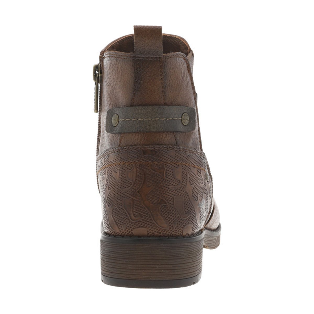 Boots cognac à talon décroché bas avec un zip et un soufflet élastiqué cognac, MUSTANG