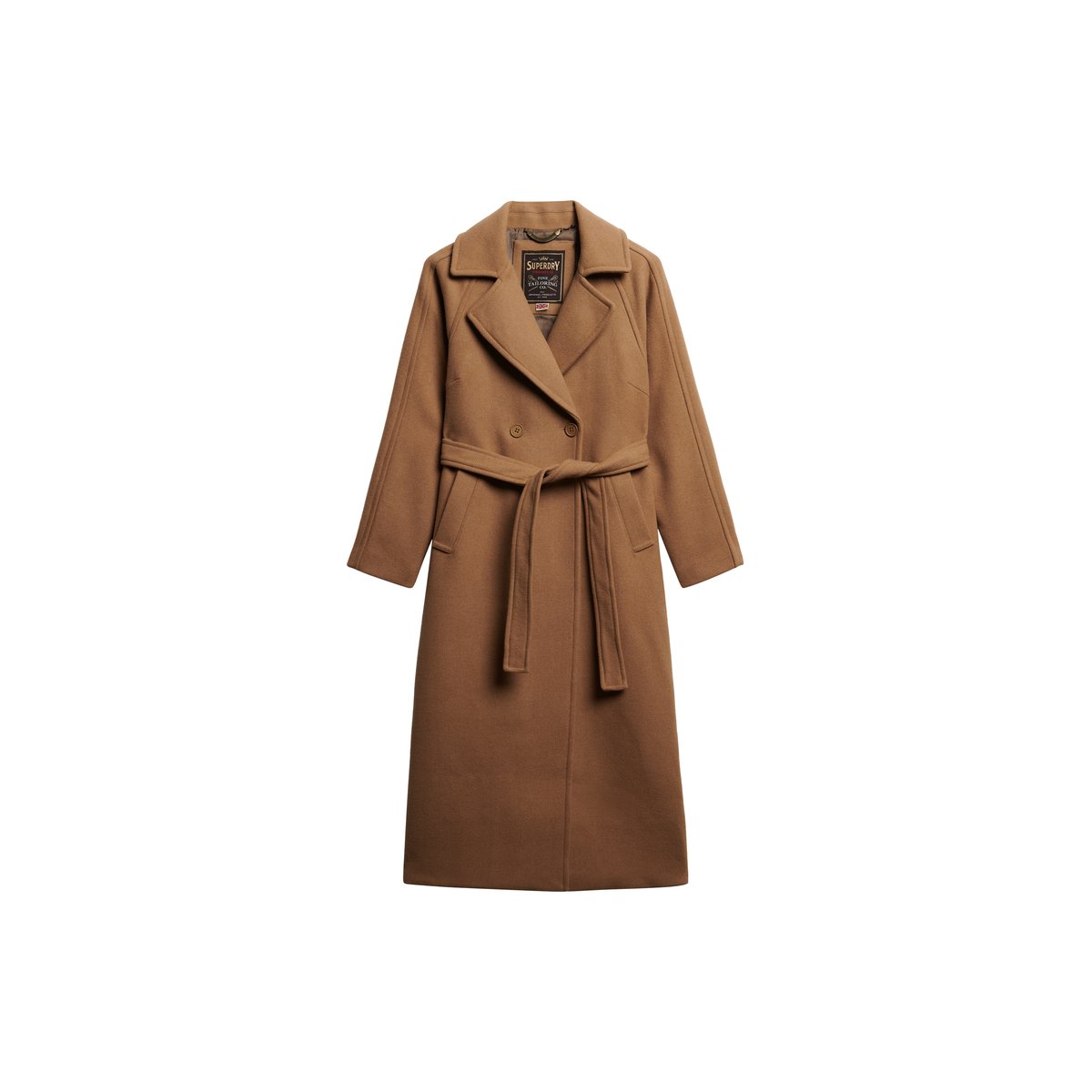 Manteau Long Mélange de Laine Décontracté brun café glacé, SUPERDRY