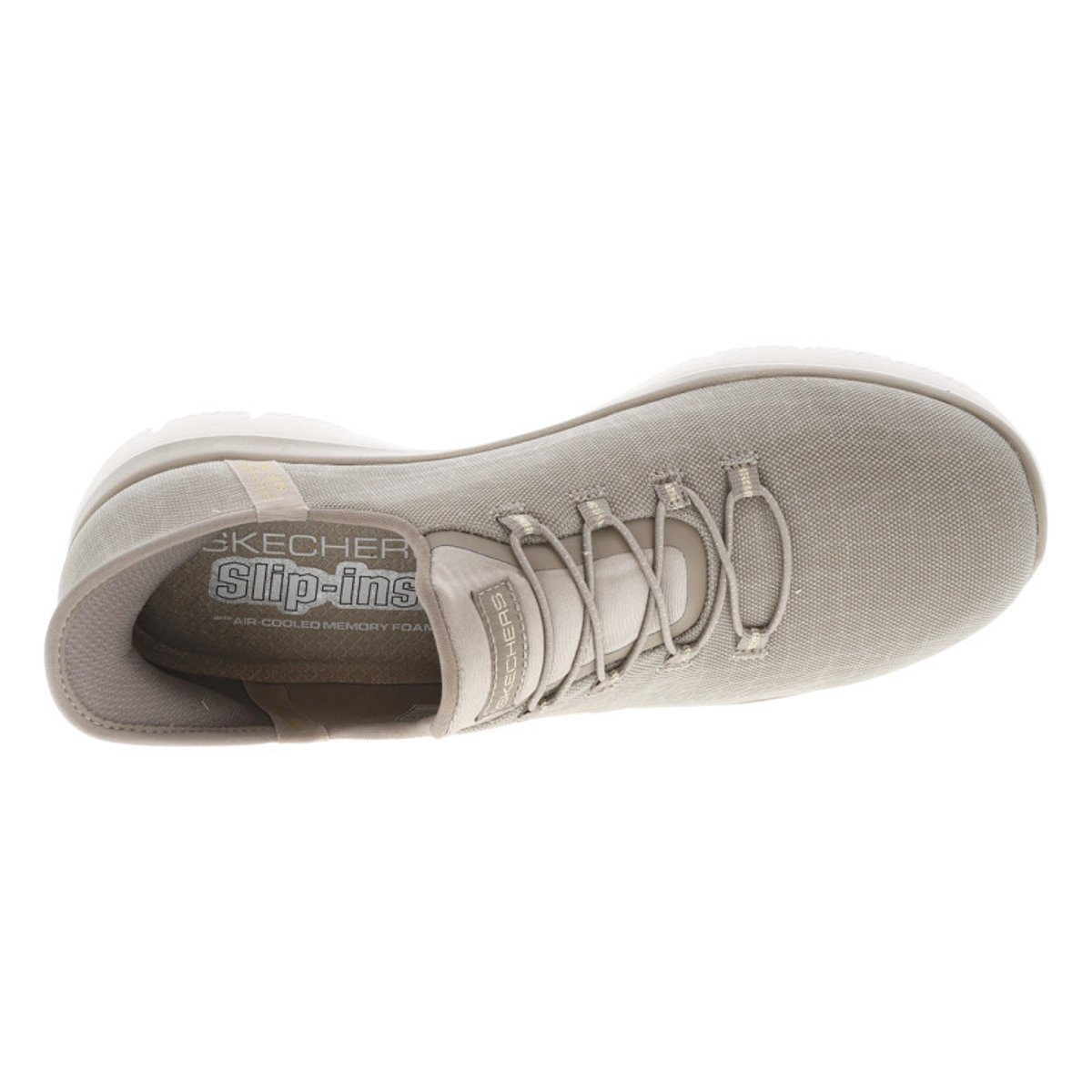 Baskets running noires à semelle plate et avec une fermeture slip-on taupe, SKECHERS
