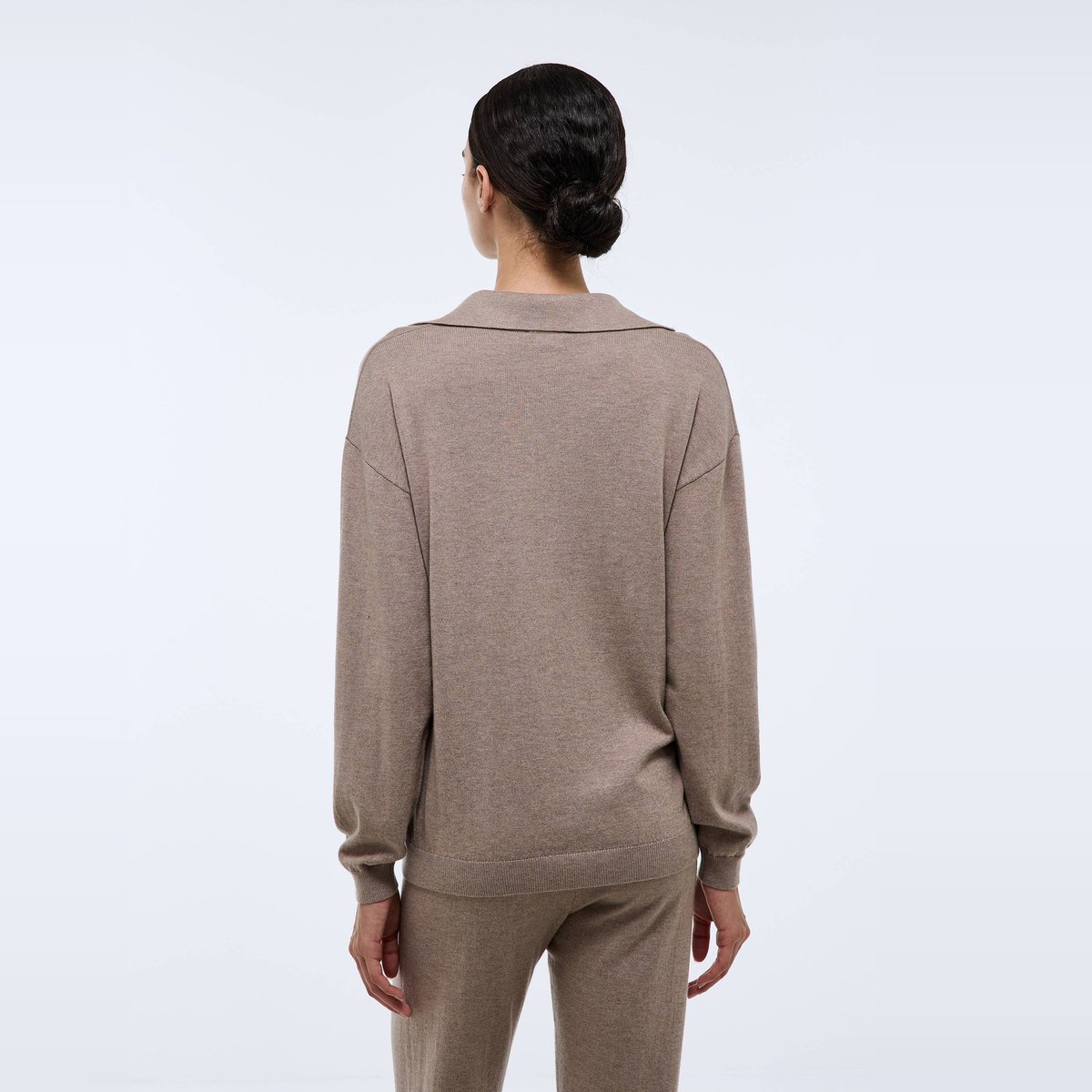 Pull uni à manches longues en maille légère cereale, MONOPRIX