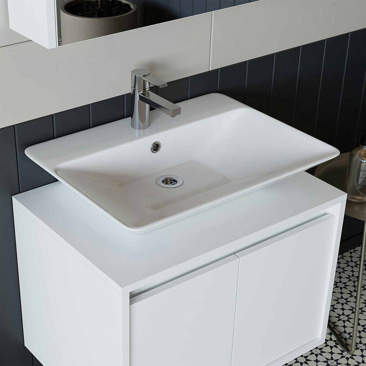 Meuble vasque suspendu 2 portes 65 cm MARN blanc, PIER IMPORT