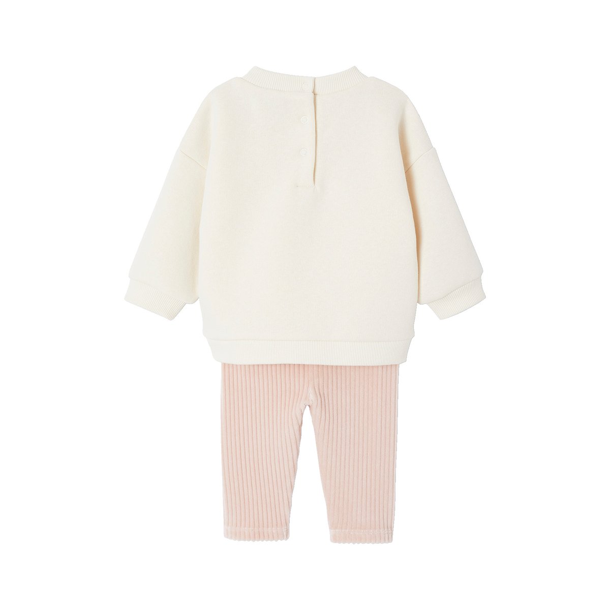 Ensemble Disney Winnie l'ourson sweat molleton + legging velours vanille/rose, VERTBAUDET