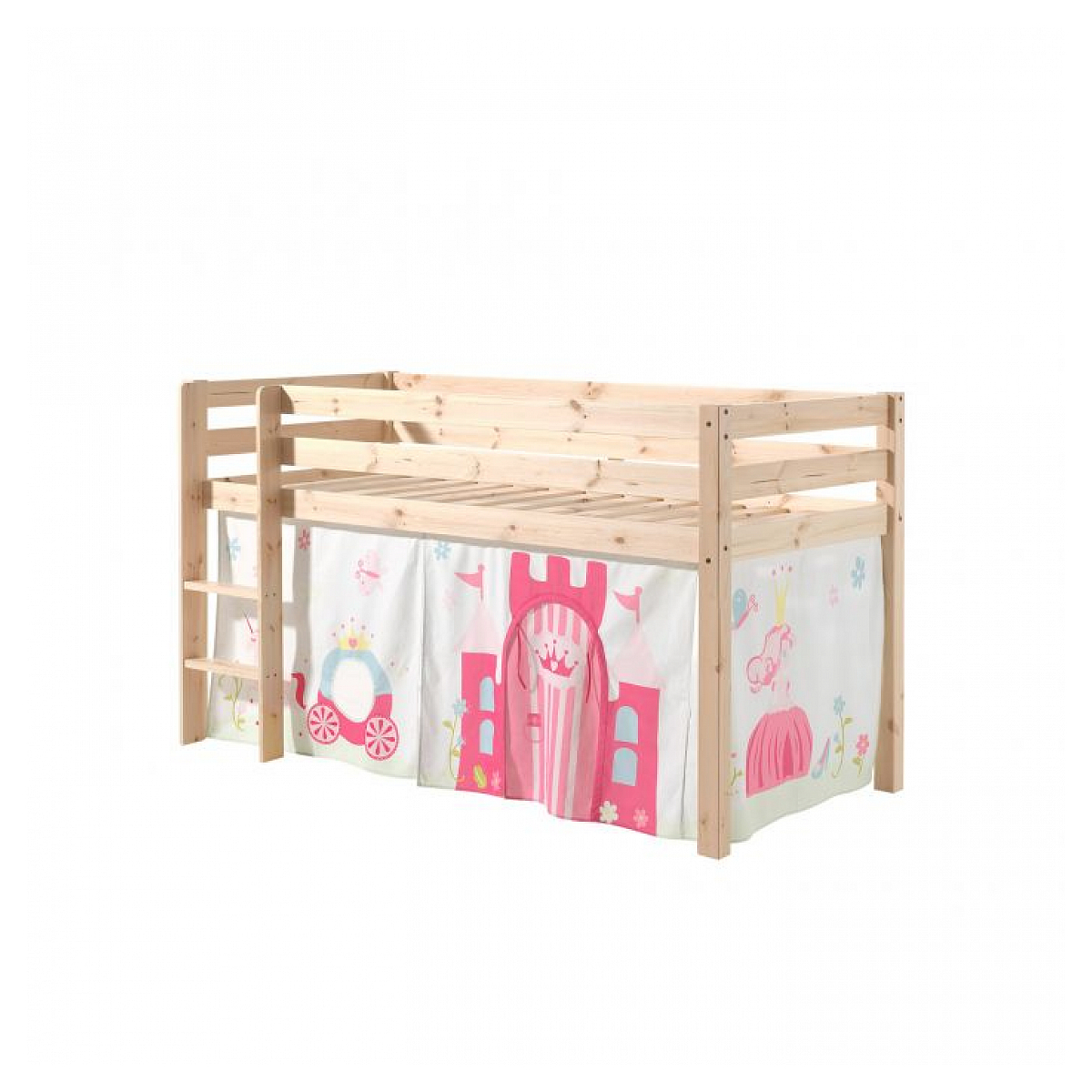 Lit Compact Naturel + Rideau de lit Princess couleur unique, VIPACK