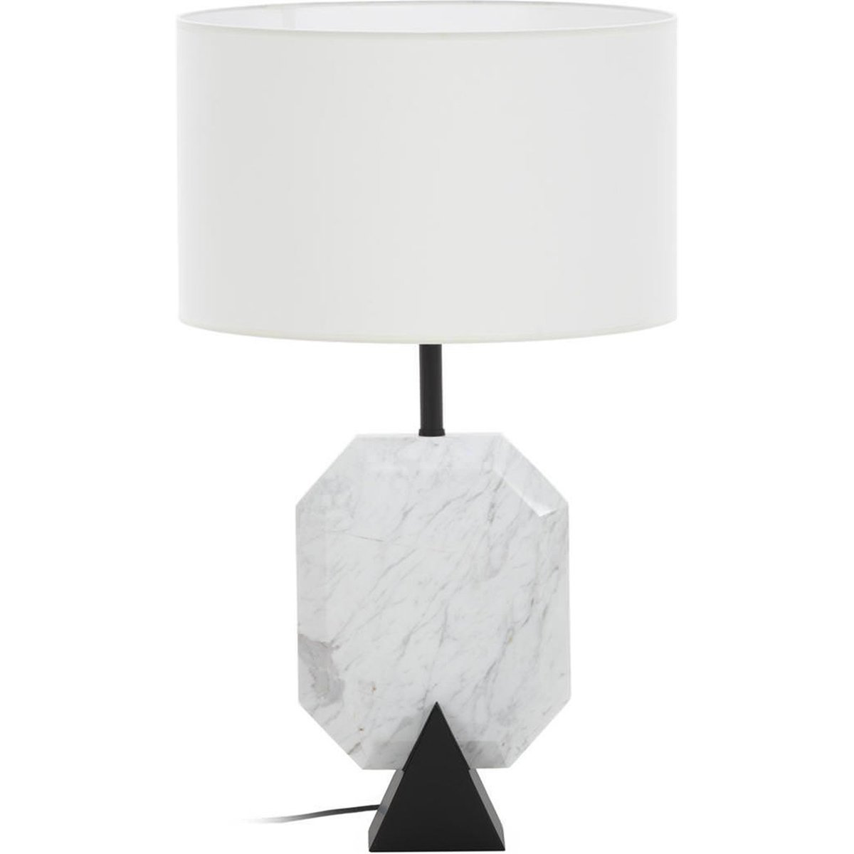 Lampe à poser en marbre et métal blanc et noir mat, RECOLLECTION