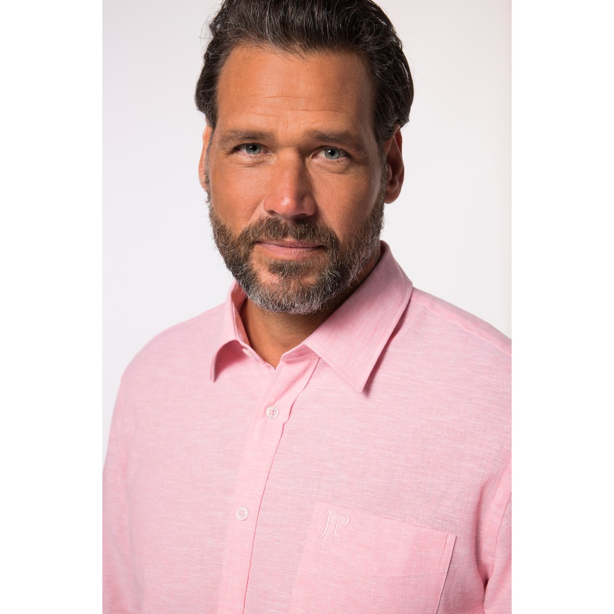 Chemise en lin mélangé fuchsia foncé, JP1880