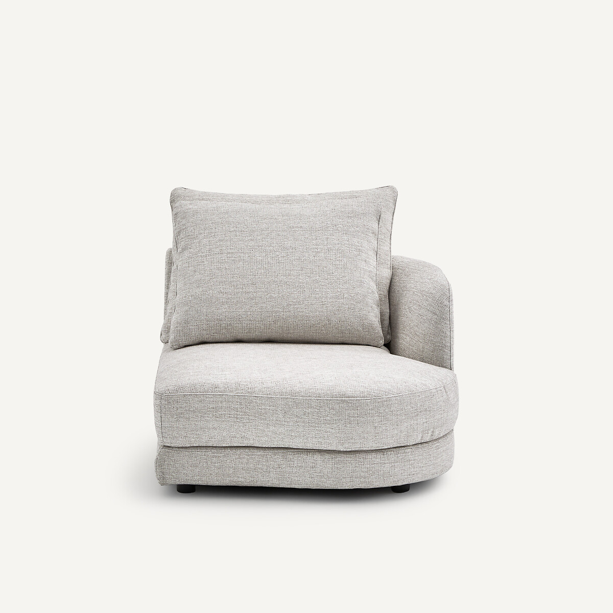 Demi-canapé droit, arrondi, modulable en toile jaspée, TIBERIO gris/blanc, AM.PM
