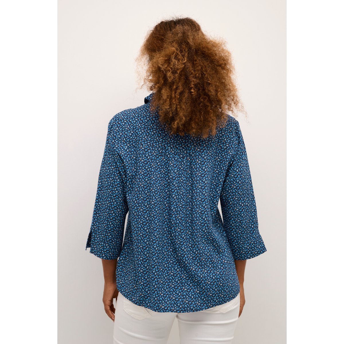 Long sleeved shirt bleu animalier animal skin blue, CREAM