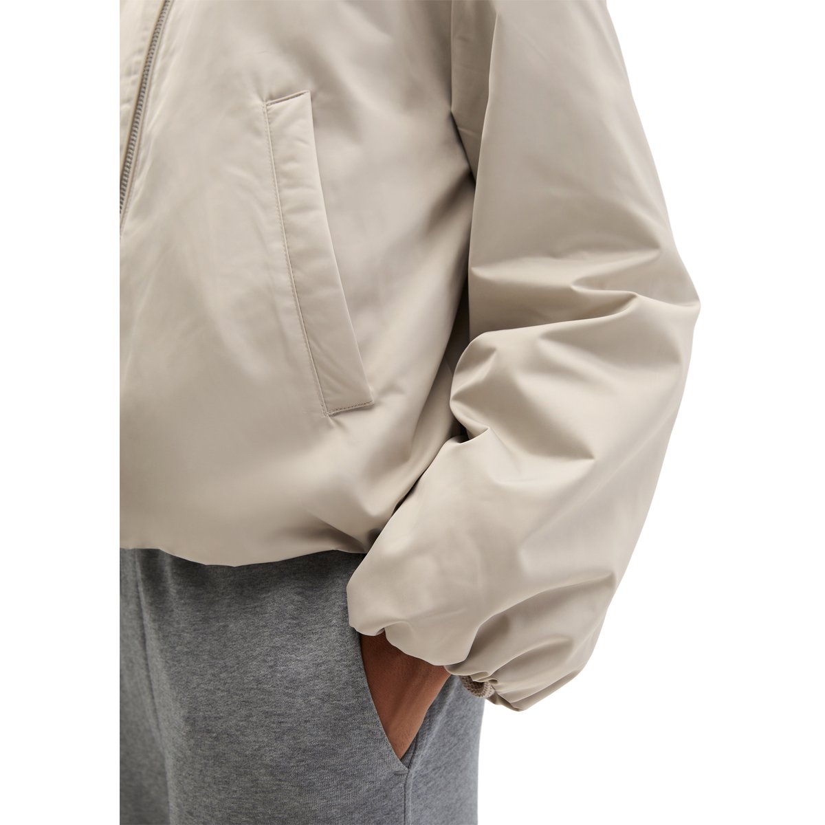 Blouson style aviateur regular cropped en polyester recyclé gris clair, MARC O'POLO