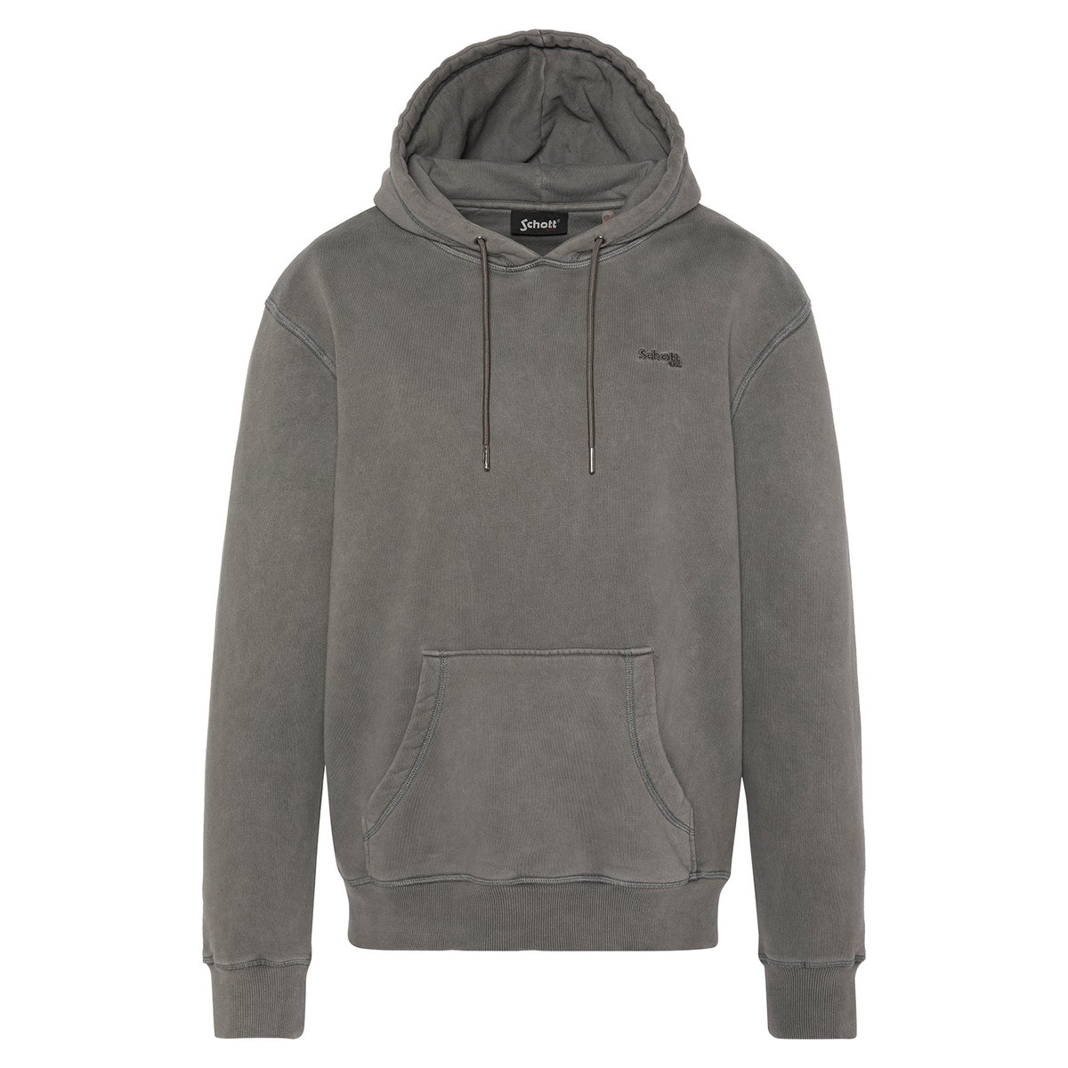 Sweatshirt à capuche effet délavé charbon, SCHOTT
