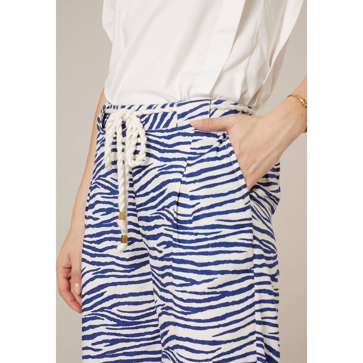 Pantalon large femme imprimé animalier DONAZIA blue, DEELUXE