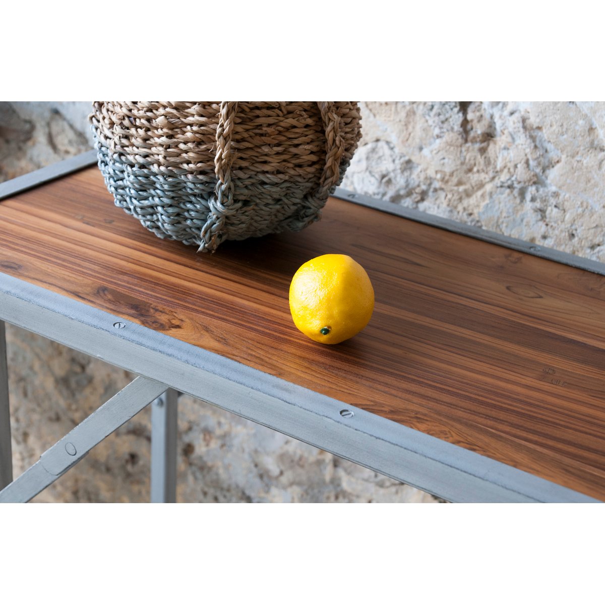 Console en bois et fer BOLLÈNE marron foncé, PRODUIT INTERIEUR BRUT