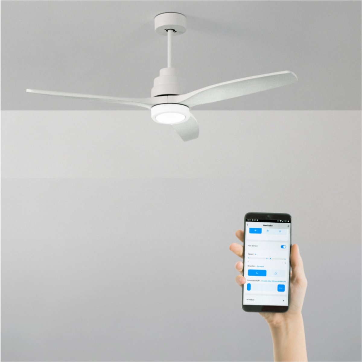 Ventilateur de plafond 40W  avec lumière avec Wi-Fi WIND STYLANCE NATURAL WOOD blanc/blanc, CREATE
