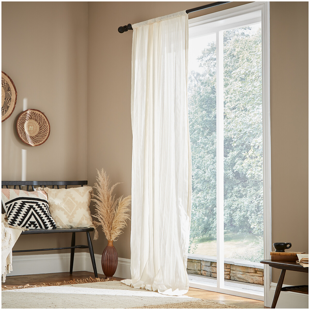 Broderie Cotton Anglaise Voile Curtain Panel natural, PINEAPPLE ELEPHANT