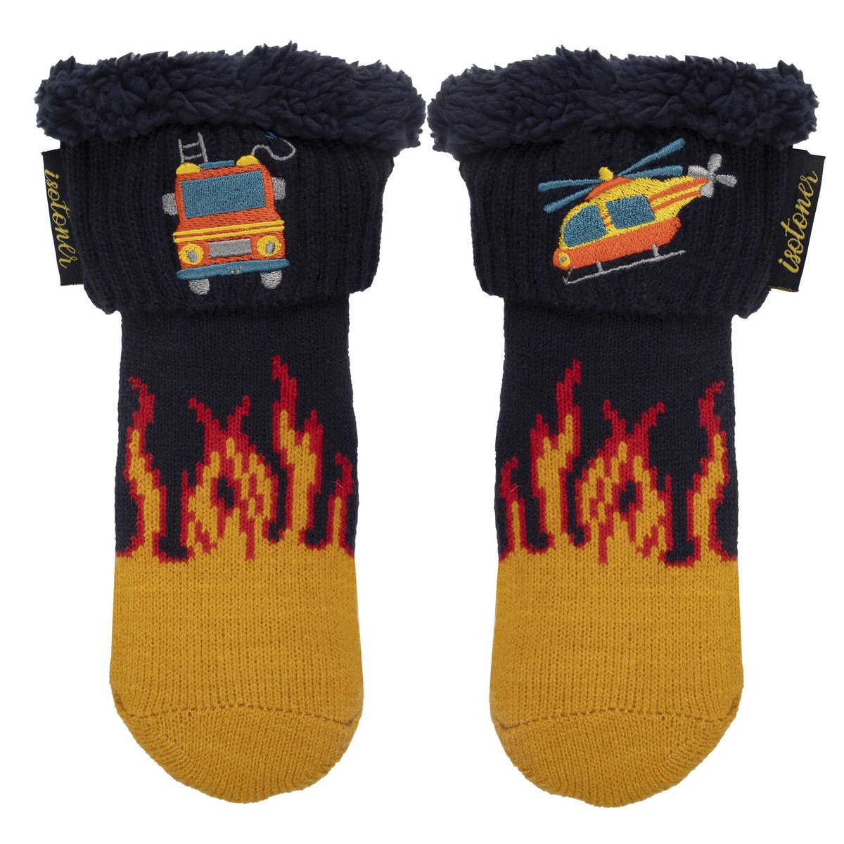 Chaussettes anti-dérapantes pompier en maille bleu, ISOTONER