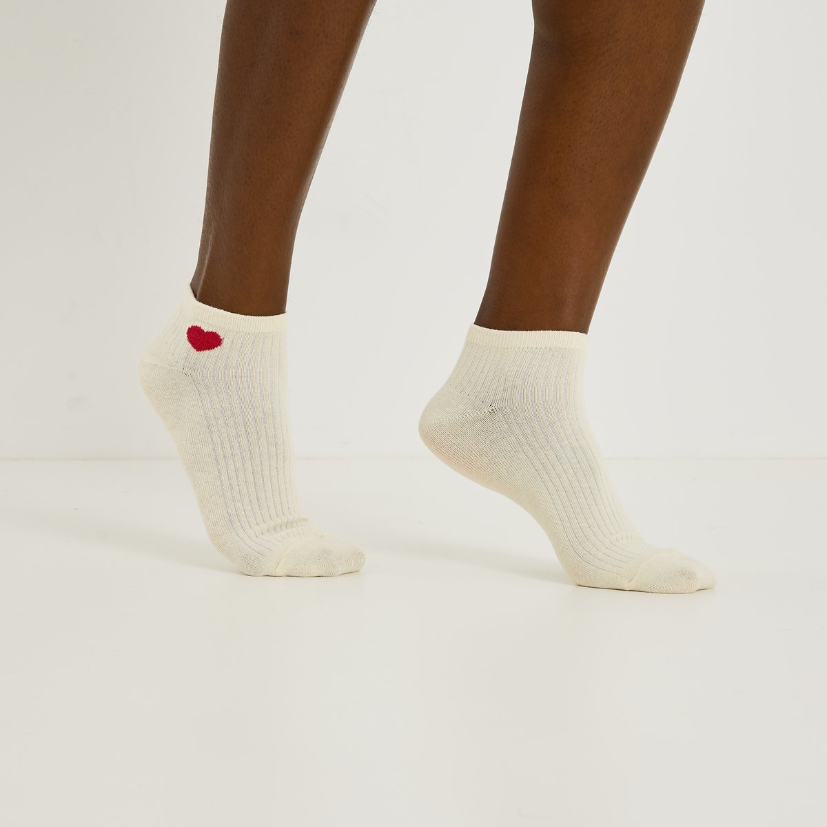 Lot de 2 paires de socquettes blanc cassé ecru, GRAIN DE MALICE