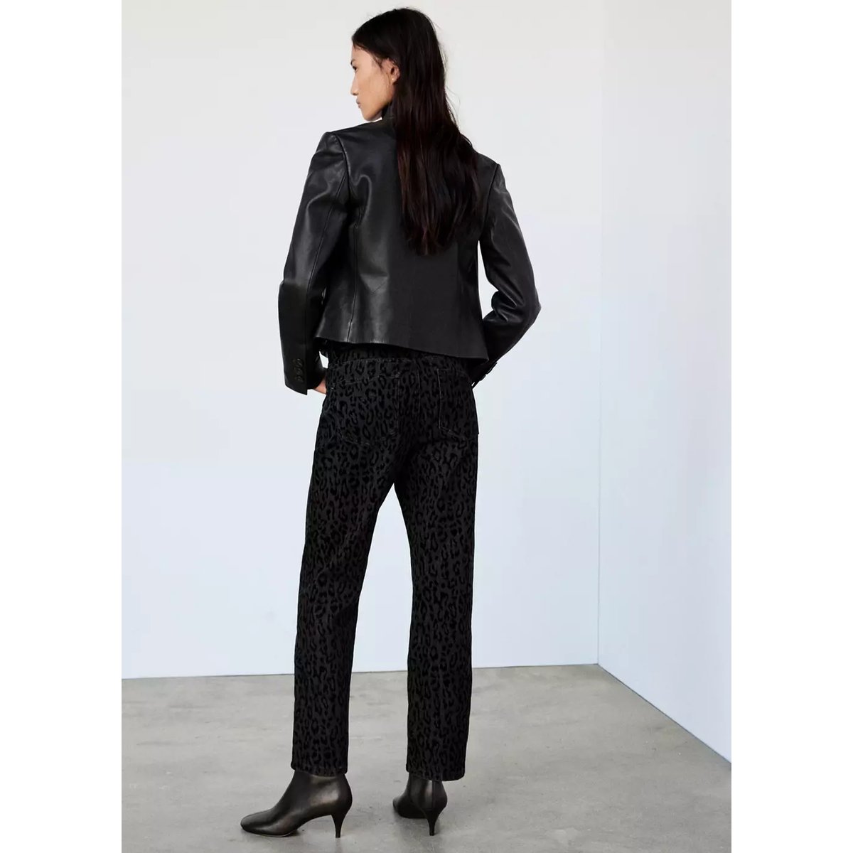 Jean droit imprimé gris denim, MANGO