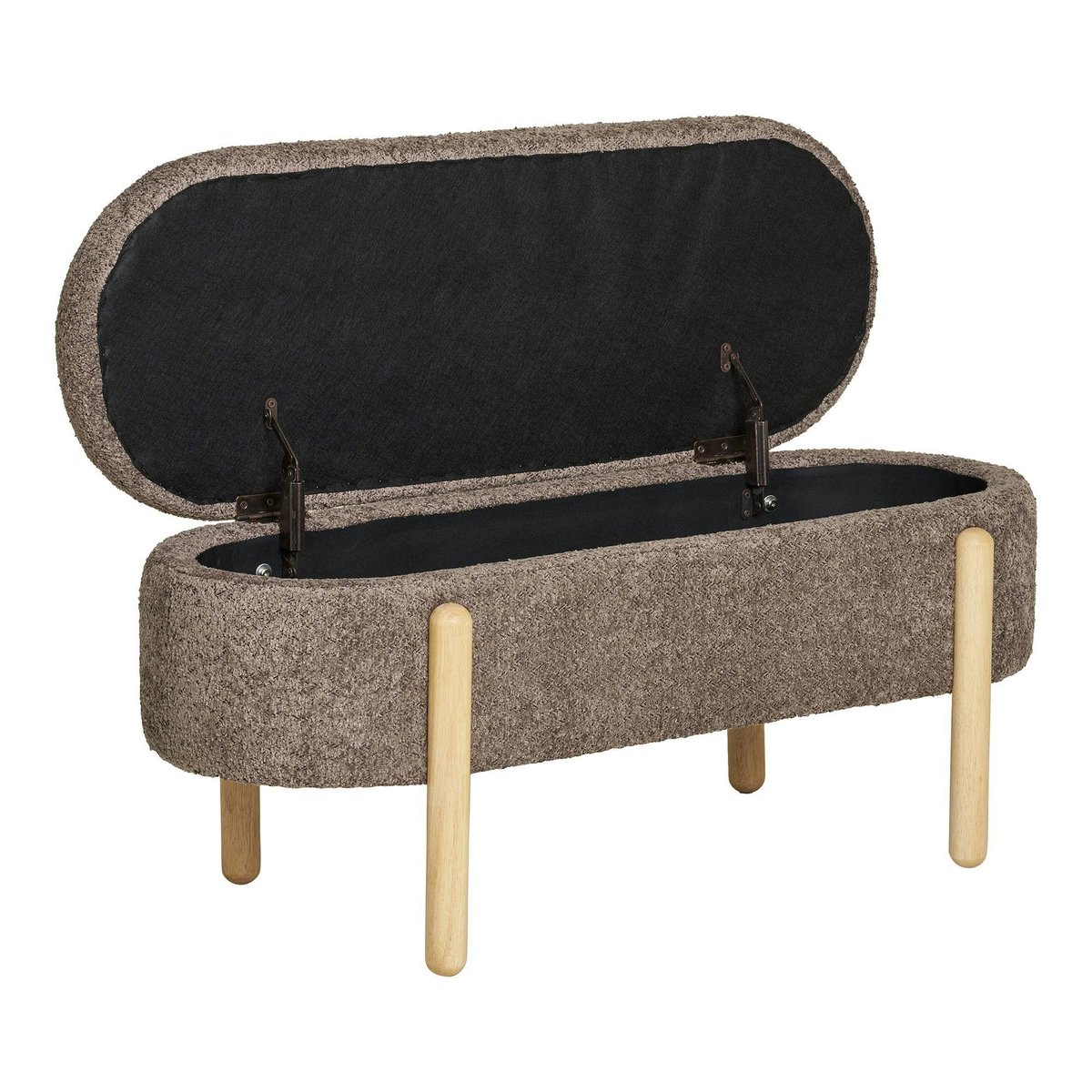 Banc coffre marron avec pieds en bois blond BRUGES taupe, PIER IMPORT