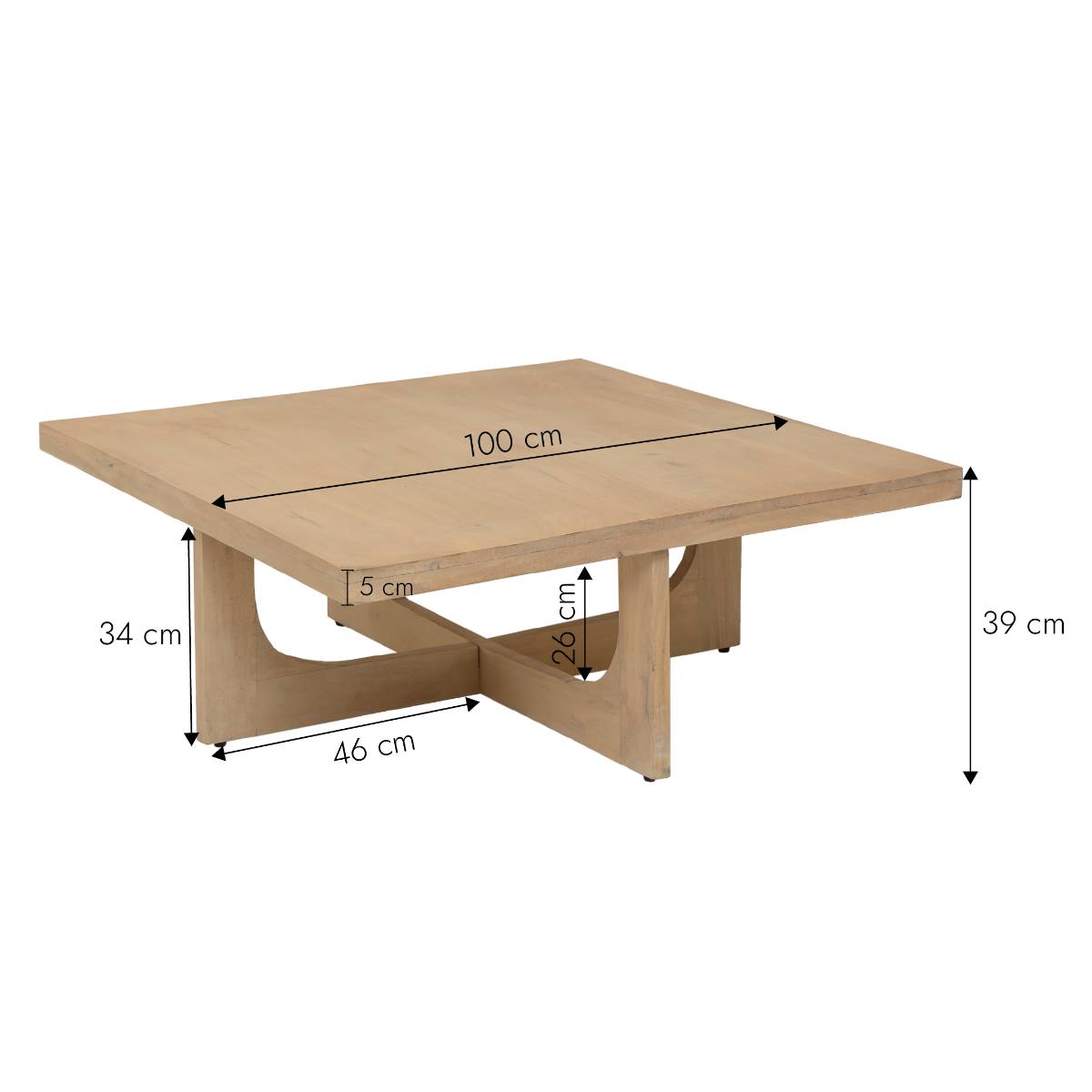 Table basse en bois de manguier ATLAS bois clair, MADE IN MEUBLES 