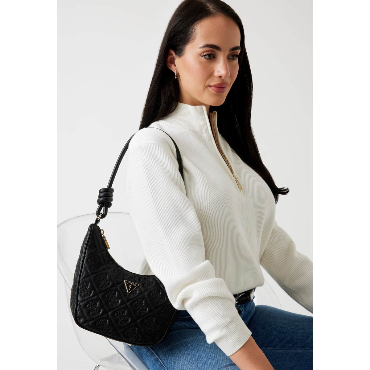 Mini Sac D'épaule Adelasia Logo 4G noir, GUESS