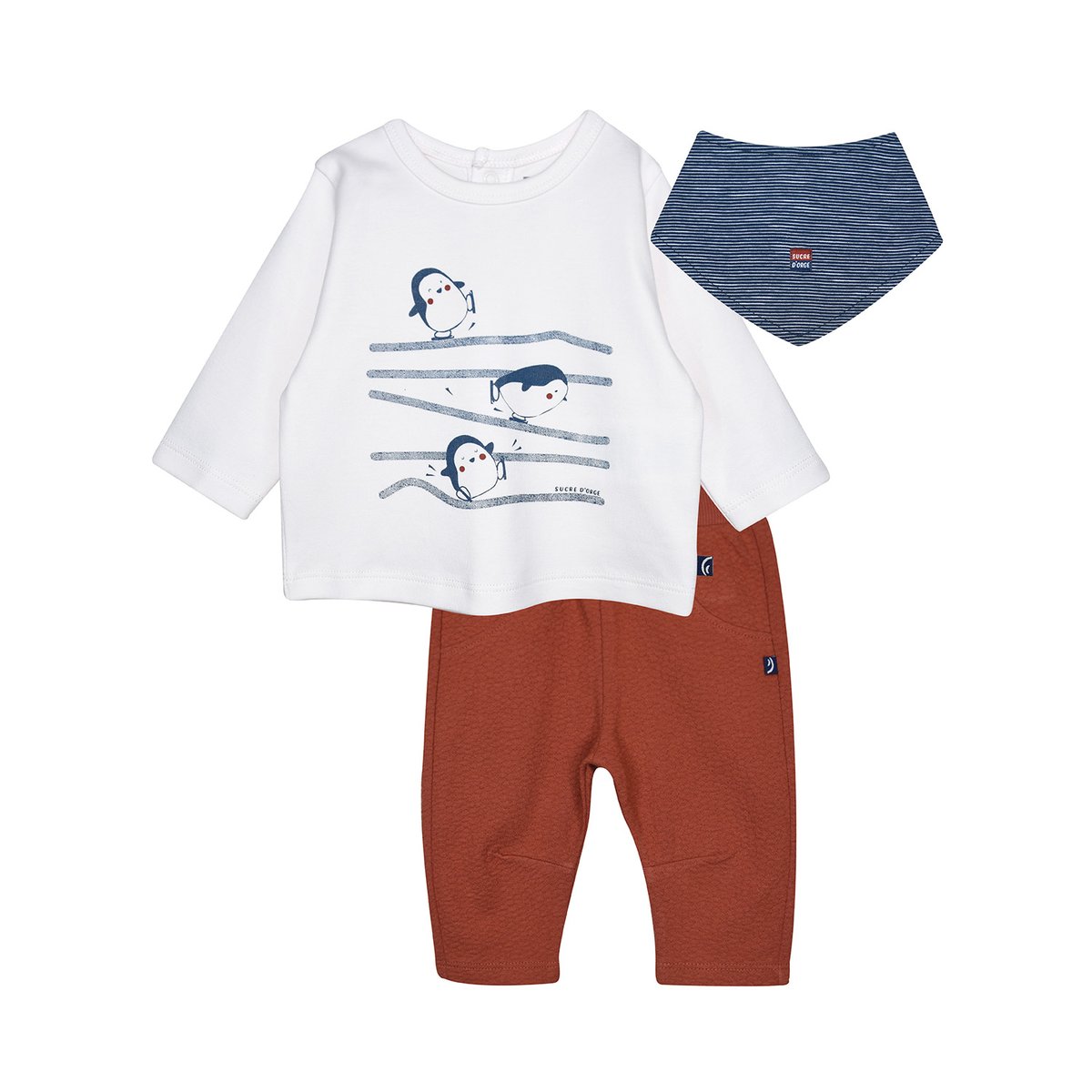 Ensemble tshirt manches longues pantalon bavoir paco beige, SUCRE D'ORGE