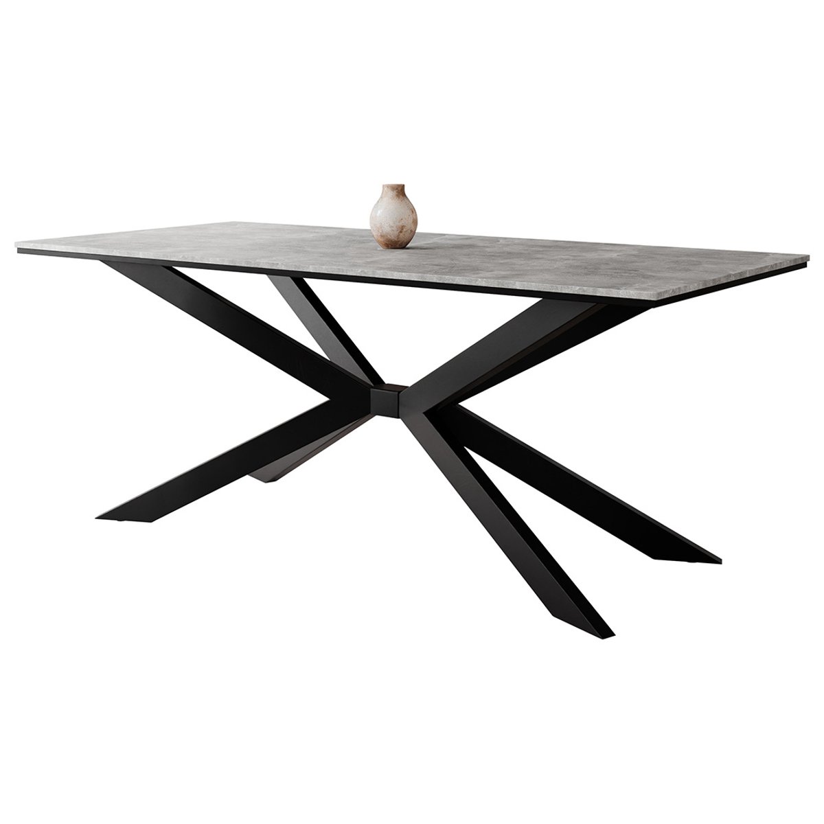 Table à manger 190x90 cm - CASEY gris / noir, BEST MOBILIER