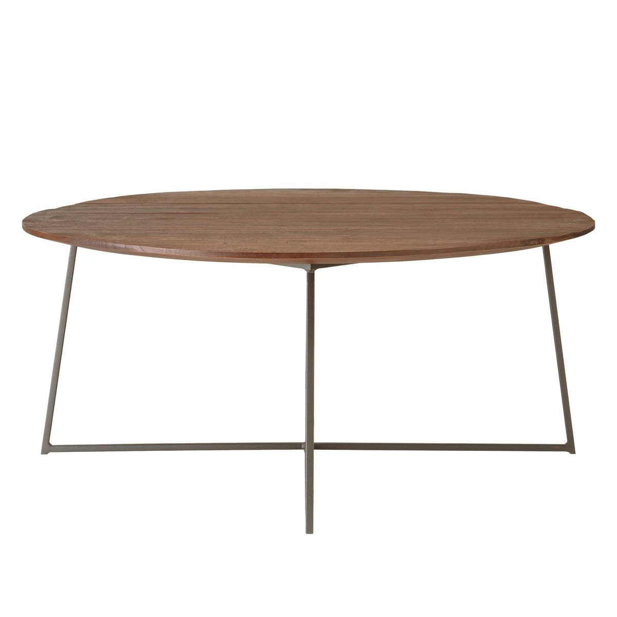 Table basse ronde 80x80cm en bois de mindi pieds en métal noir ARCUS bois naturel, PIER IMPORT