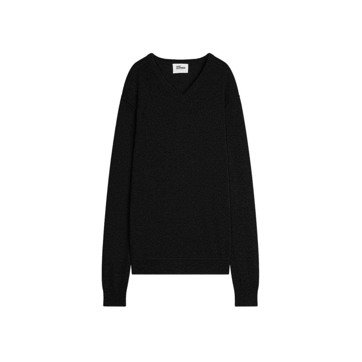 Pull Col V  Noir Tom noir, JUST CASHMERE