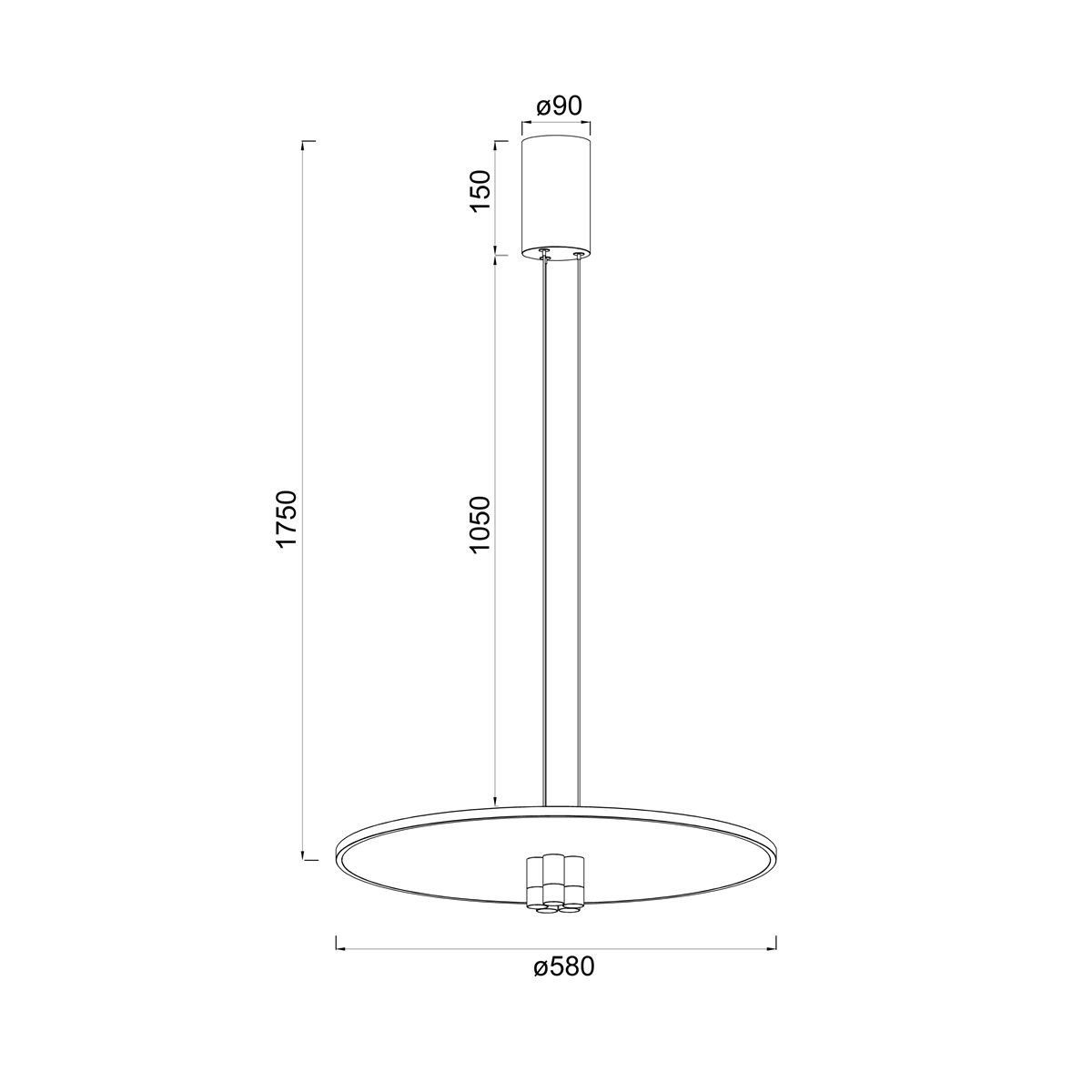 Suspension en métal design, D.58 , NOMADA noir, MANTRA