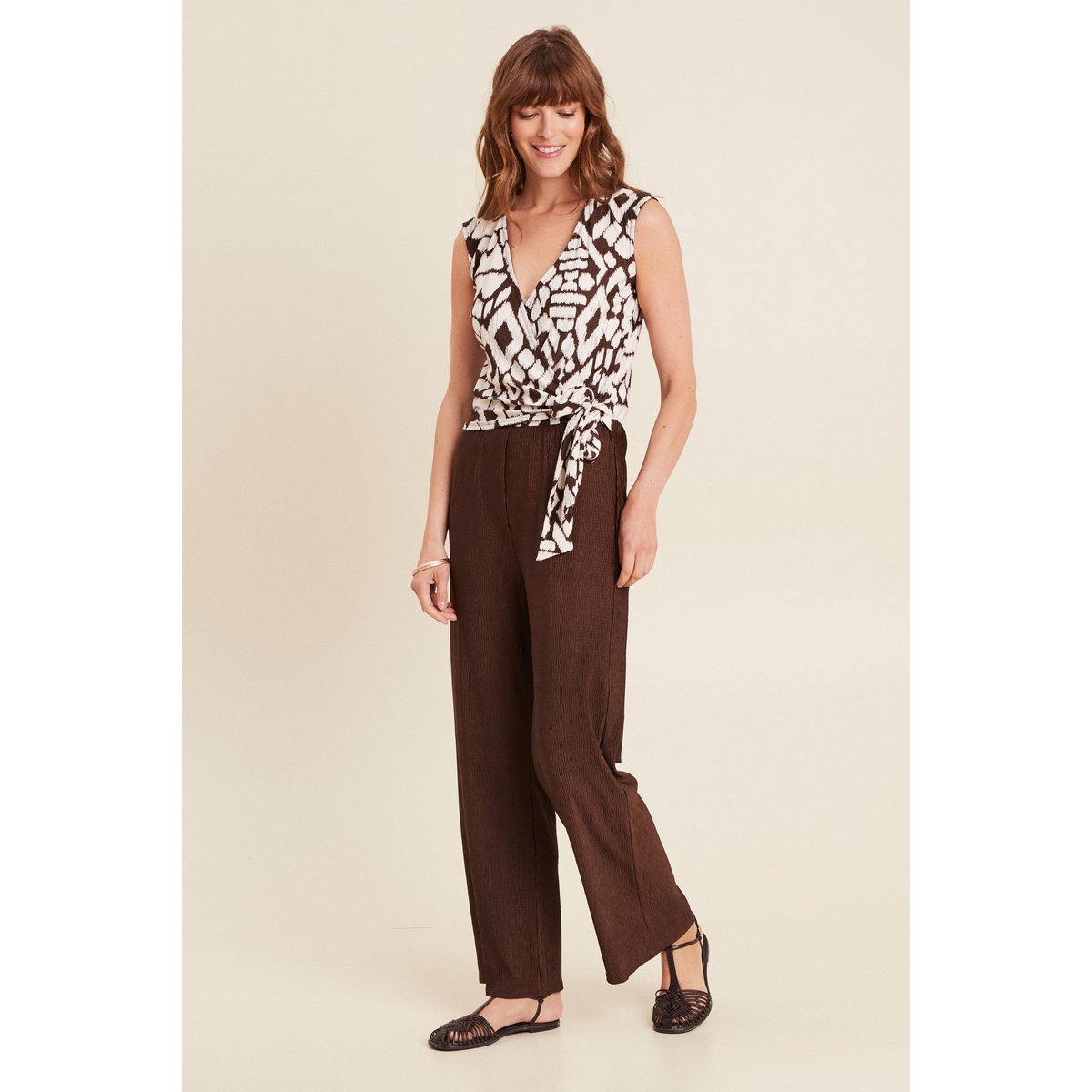 Combinaison pantalon fluide femme marron, BREAL