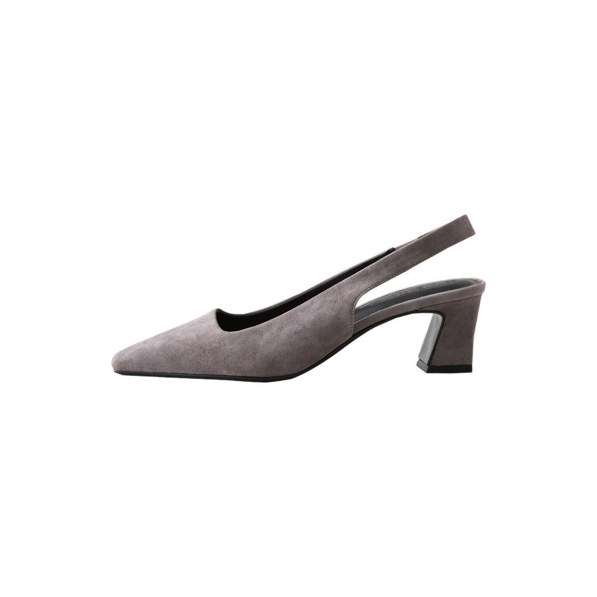 Chaussures en daim bride arrière/talon carré gris, NEXT